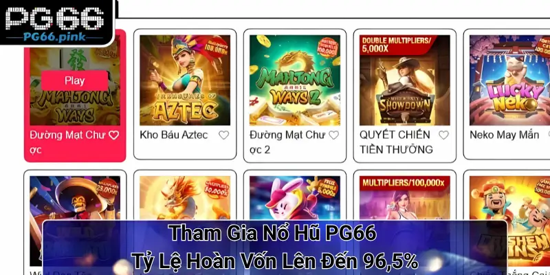 Tham gia sảnh game với tỷ lệ hoàn vốn lên đến 96,5%